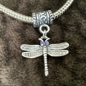 "DRAGONFLY" Silver Plated Dangling Charm For European Style Chain Bracelets